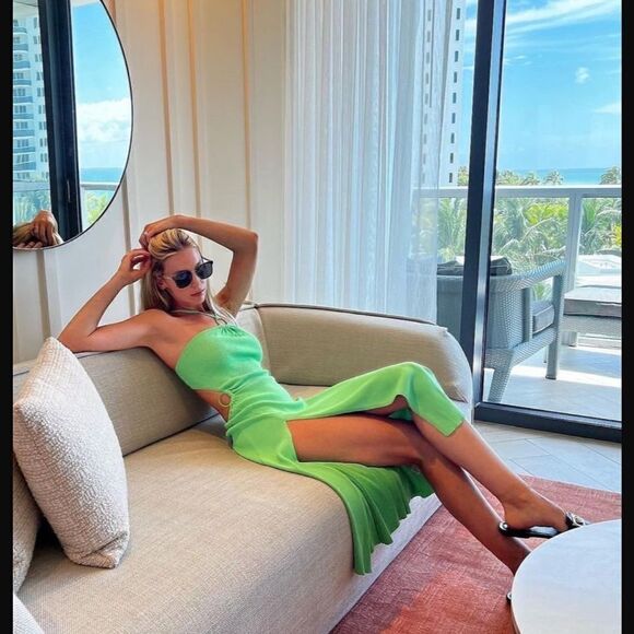 For Love And Lemons Keisha Maxi Dress -Green New Medium - Picture 2 of 16